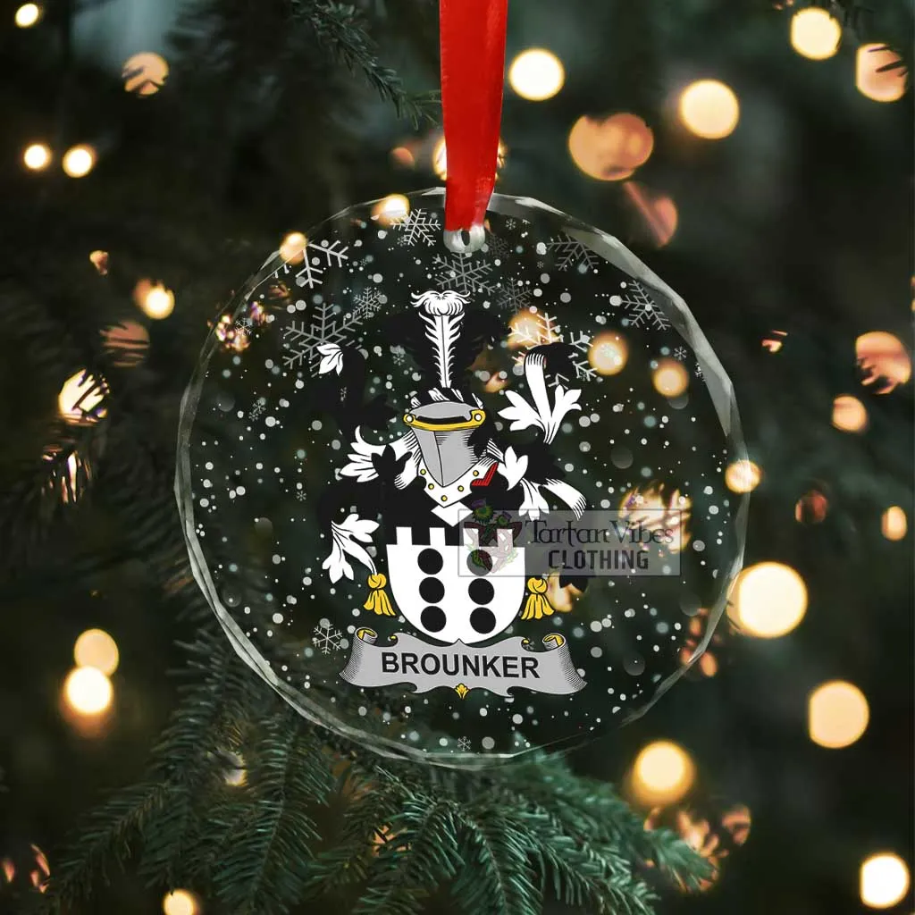 Brounker Irish Clan Christmas Glass Ornament with Coat of Arms