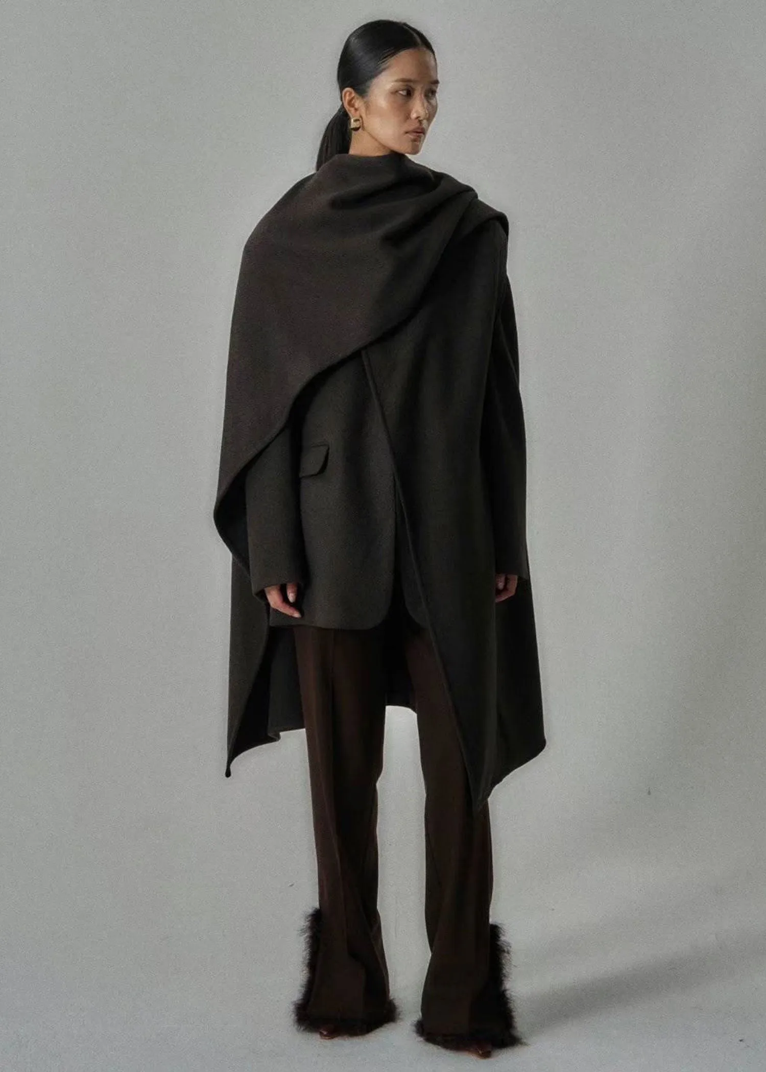 Brown Wool Cape Coat