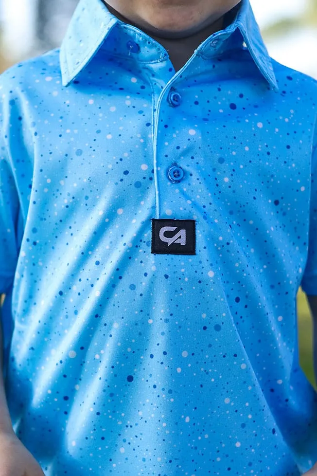 CA JNR Funky Golf Shirt | Blue Paint Splatter