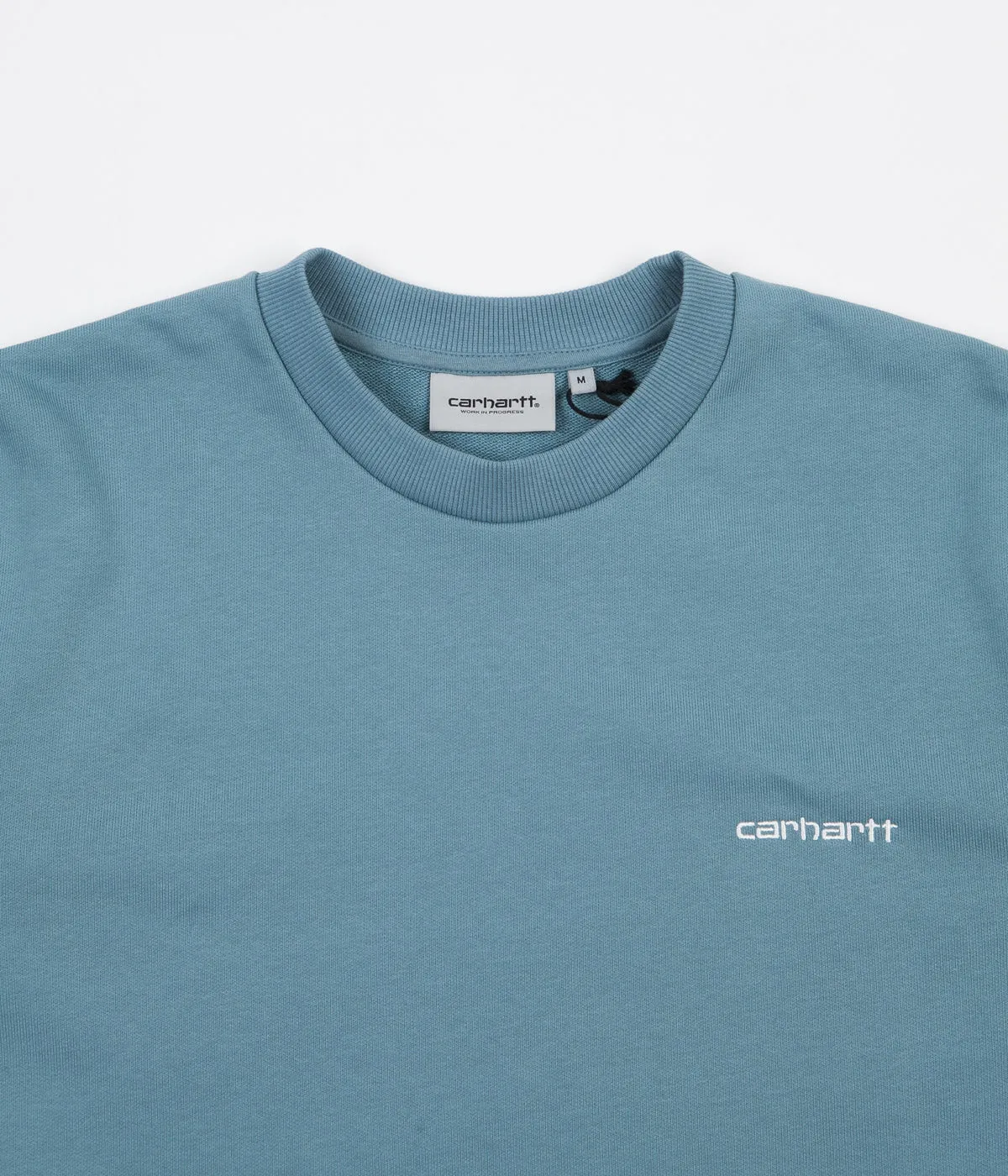 Carhartt Script Embroidery Crewneck Sweatshirt - Dusty Blue / Wax