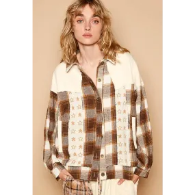 Chic Plaid and Star Patchwork Shacket for Luxury Fashion Enthusiasts