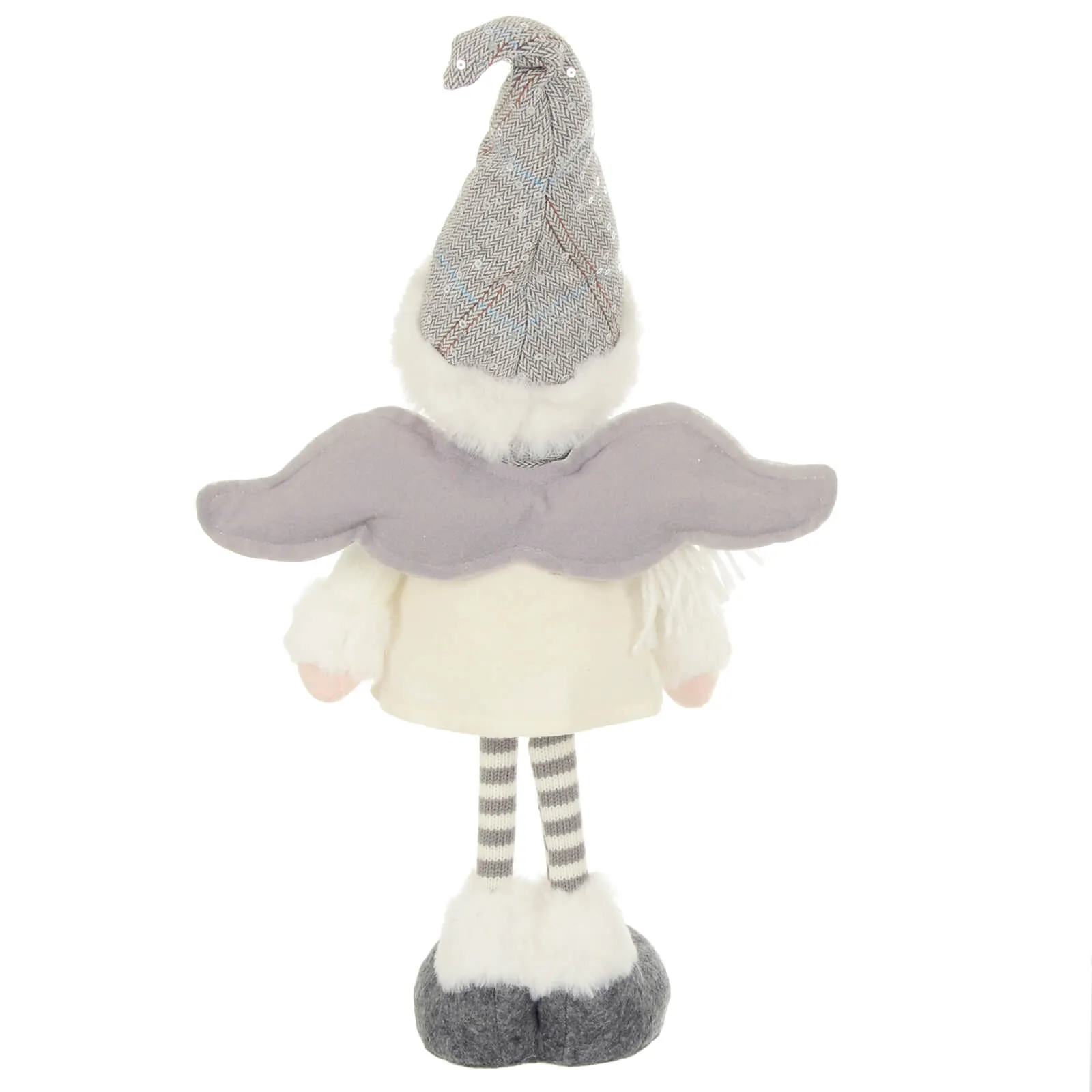 Christmas Fairy Standing Figure Grey White Silver Wings 41cm