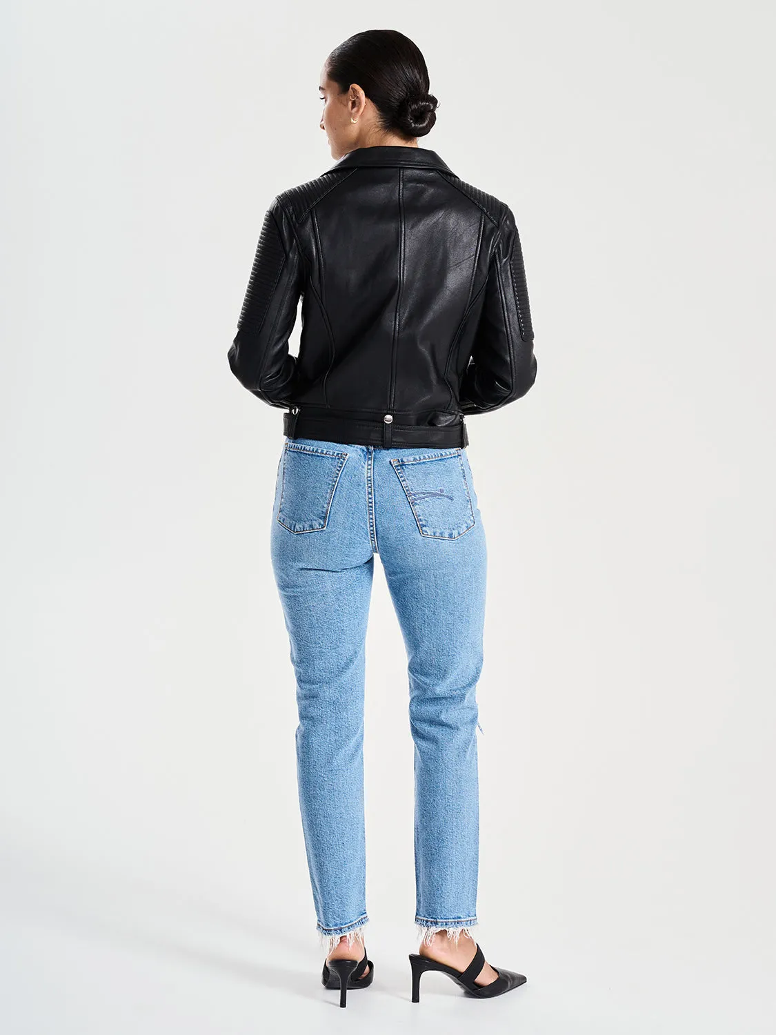 Classic Biker Jacket - Black/Silver