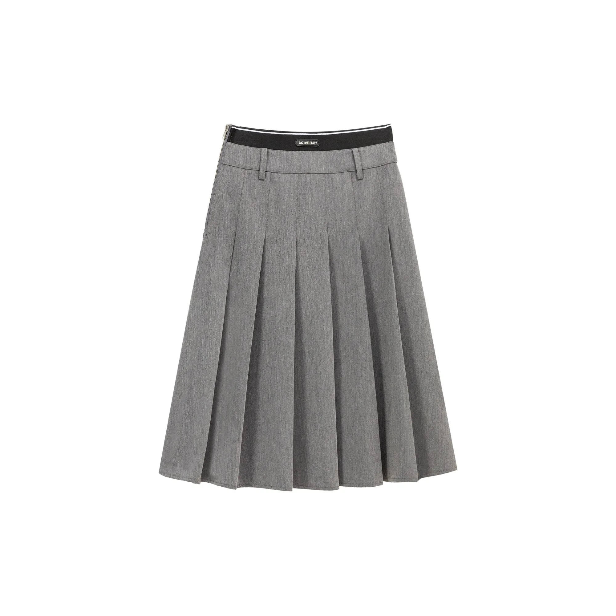 Color Pleated Midi Skirt