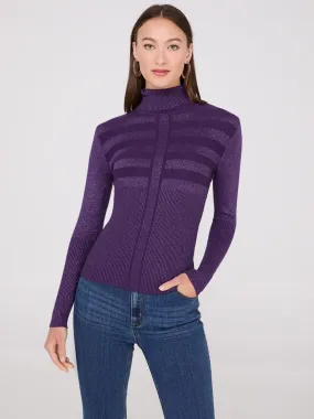 Contrasting Stitch Turtleneck Ribbed Sweater