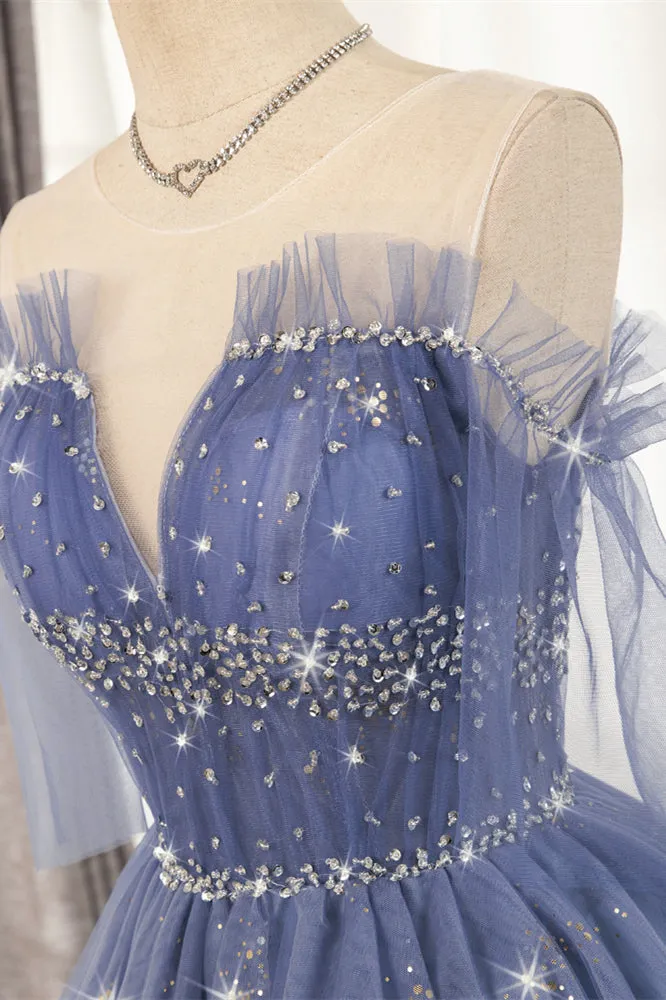 Diamond Blue Tulle Short Homecoming Dress