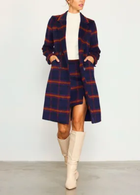 Double-Breasted Plaid Coat