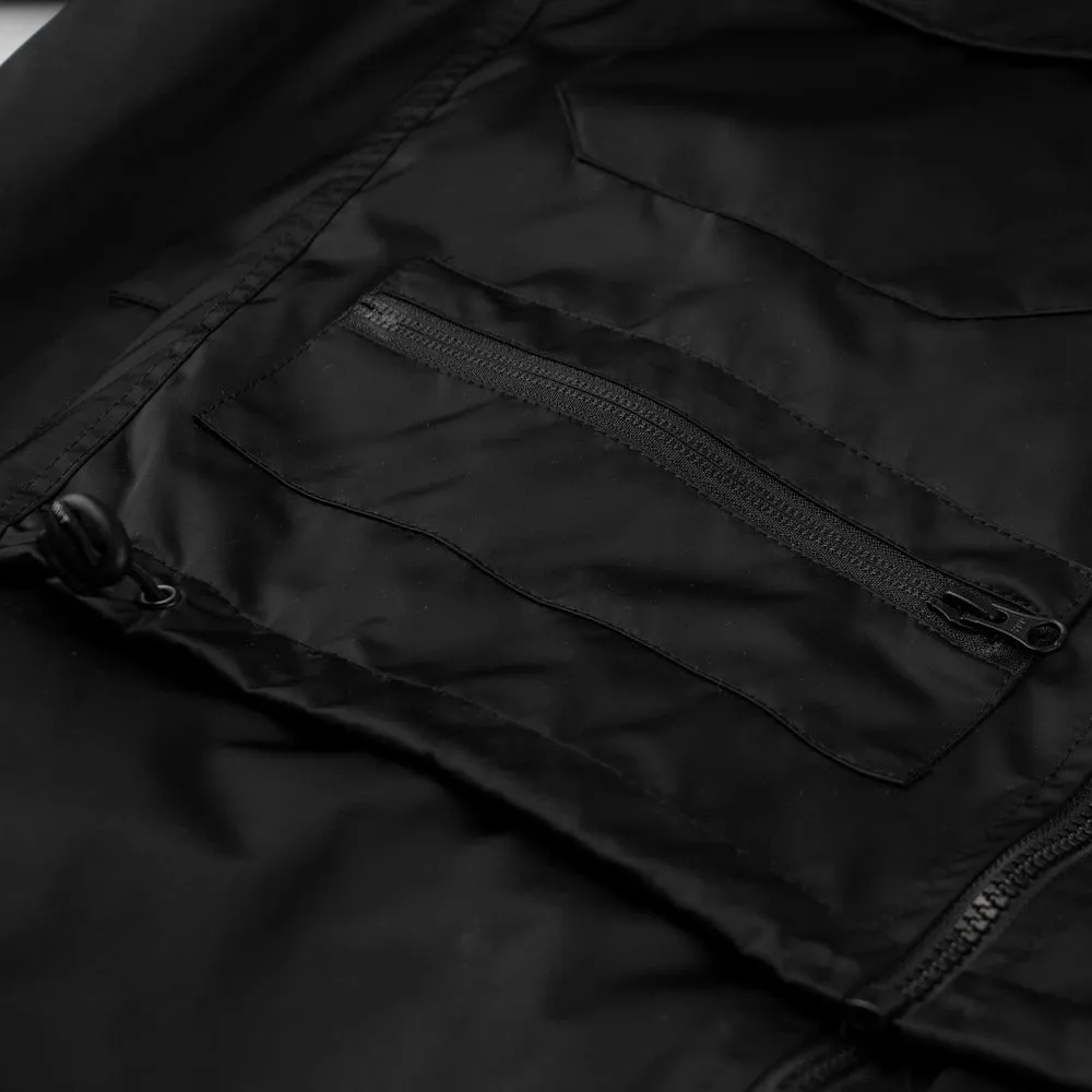 DOUBLE ZIPPER SHIRRING MA-1 JACKET BLACK