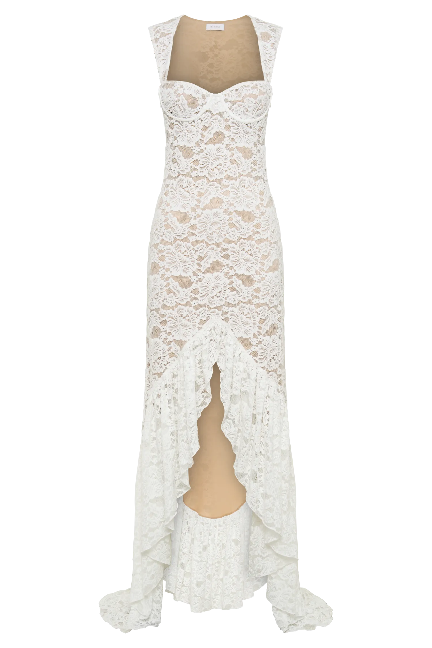 Elda Lace Plisse Maxi Dress - Ivory