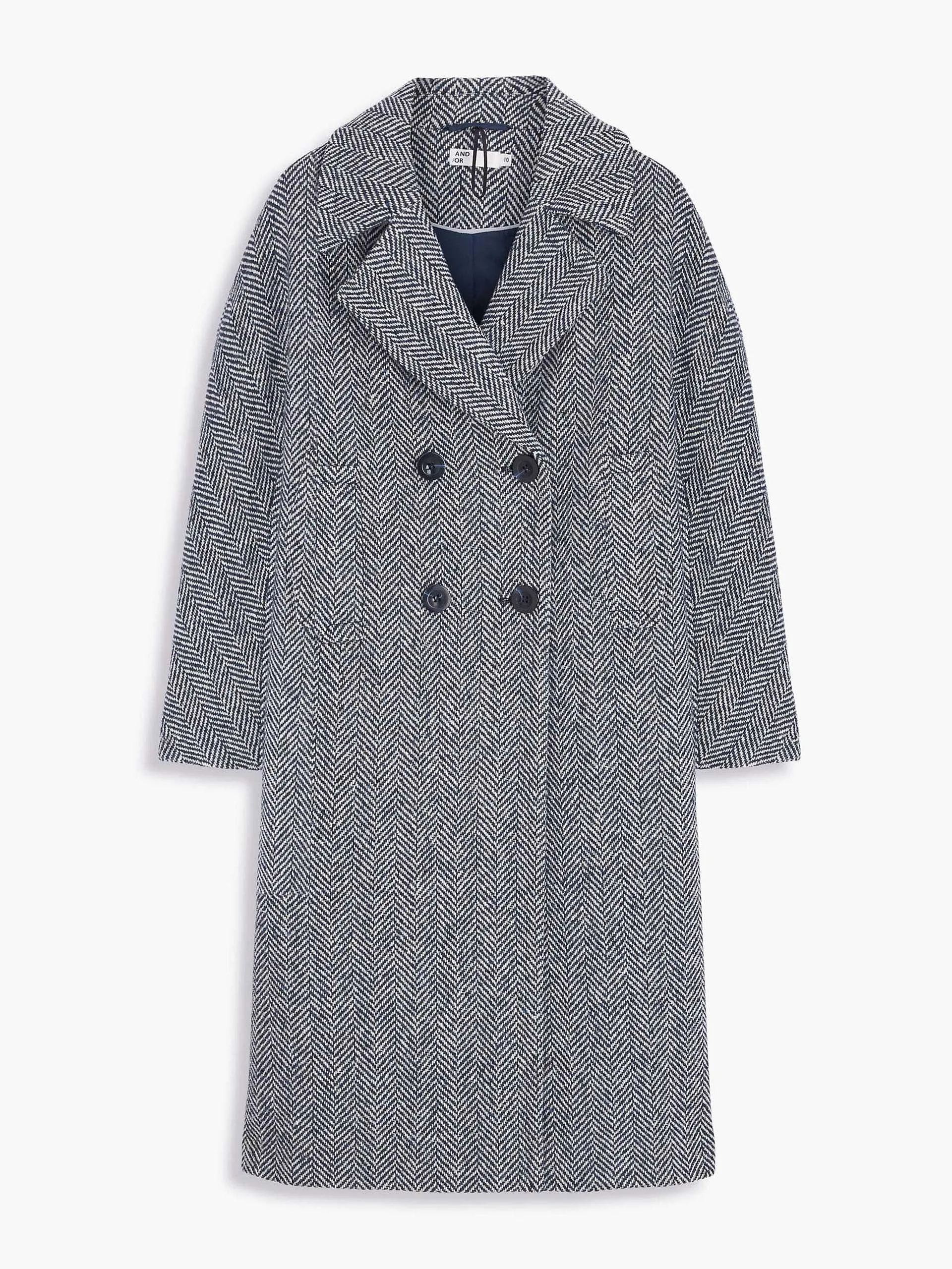 Ella herringbone double-breasted coat