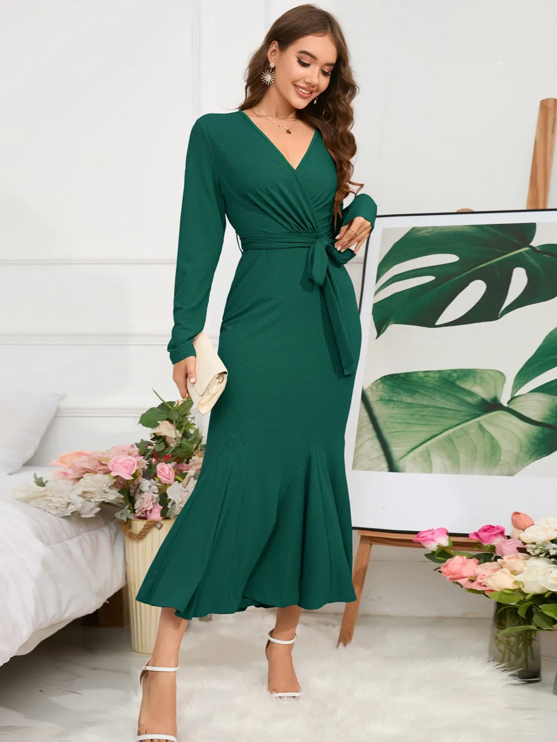 Executive Tie Waist Midi Dress