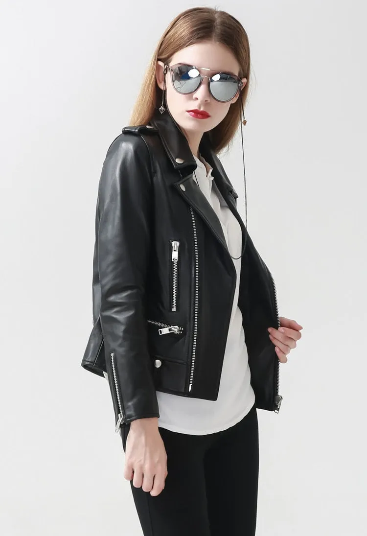 Genuine Leather Motorcycle Jacket in Classic Design