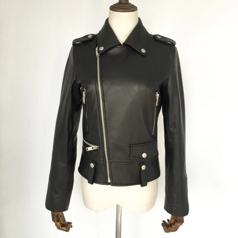 Genuine Leather Motorcycle Jacket in Classic Design