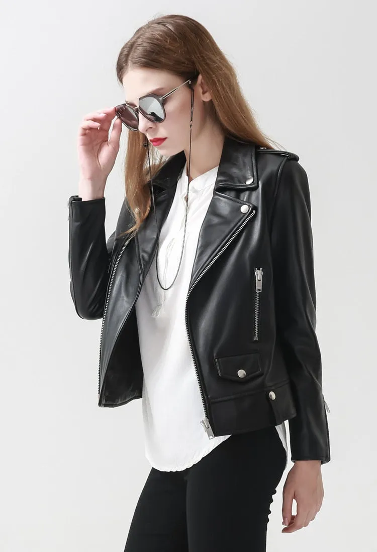 Genuine Leather Motorcycle Jacket in Classic Design