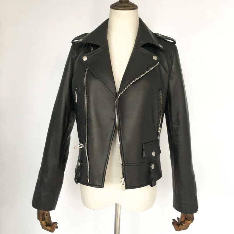 Genuine Leather Motorcycle Jacket in Classic Design