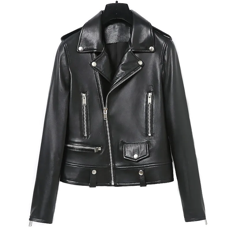 Genuine Leather Motorcycle Jacket in Classic Design