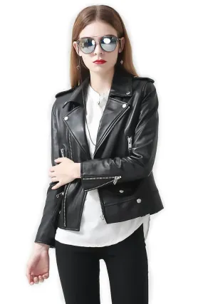 Genuine Leather Motorcycle Jacket in Classic Design