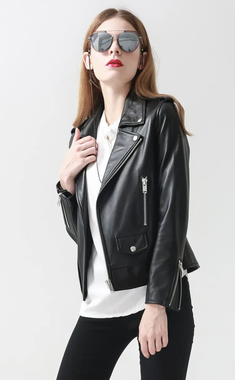 Genuine Leather Motorcycle Jacket in Classic Design