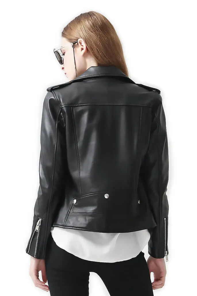 Genuine Leather Motorcycle Jacket in Classic Design