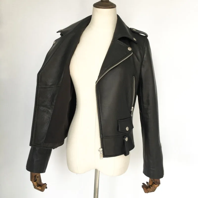 Genuine Leather Motorcycle Jacket in Classic Design