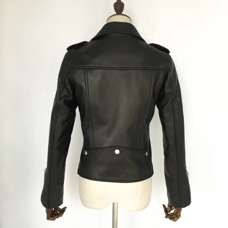 Genuine Leather Motorcycle Jacket in Classic Design