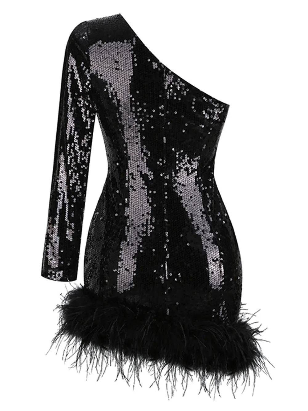 GERLA Sequins & Feathers Mini Dress