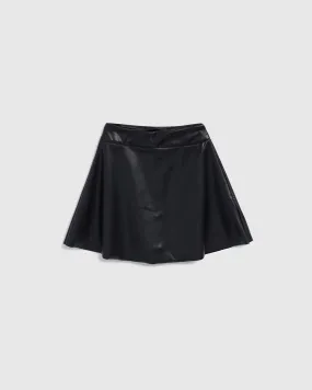 Girls Faux Leather Pleated Skirt