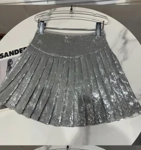 Girls Silver Sequins Party Skirt