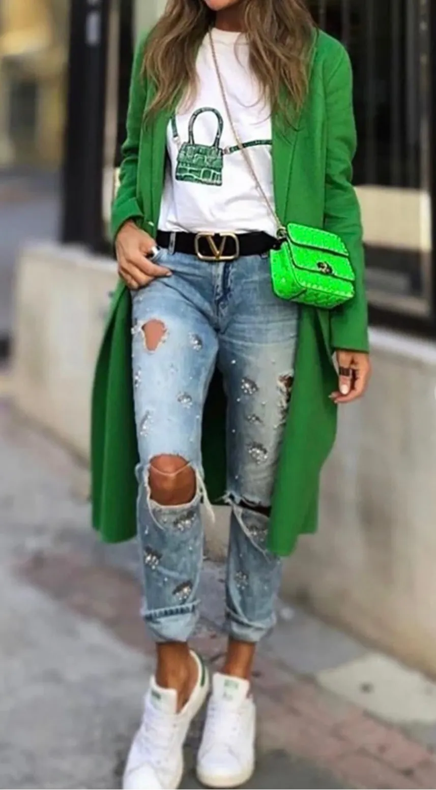 Green Mid Length Coat