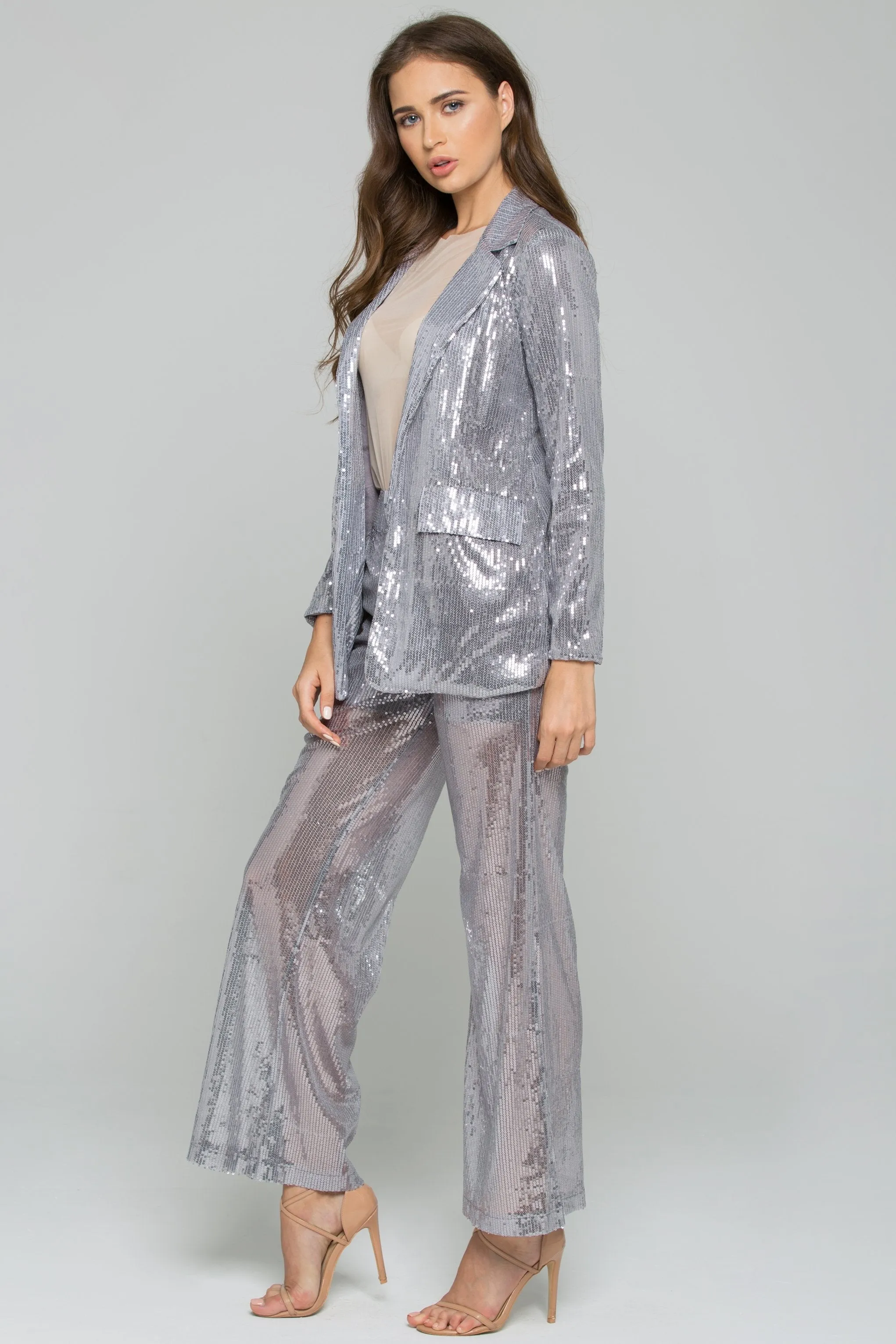 Grey Sequined Pantsuit