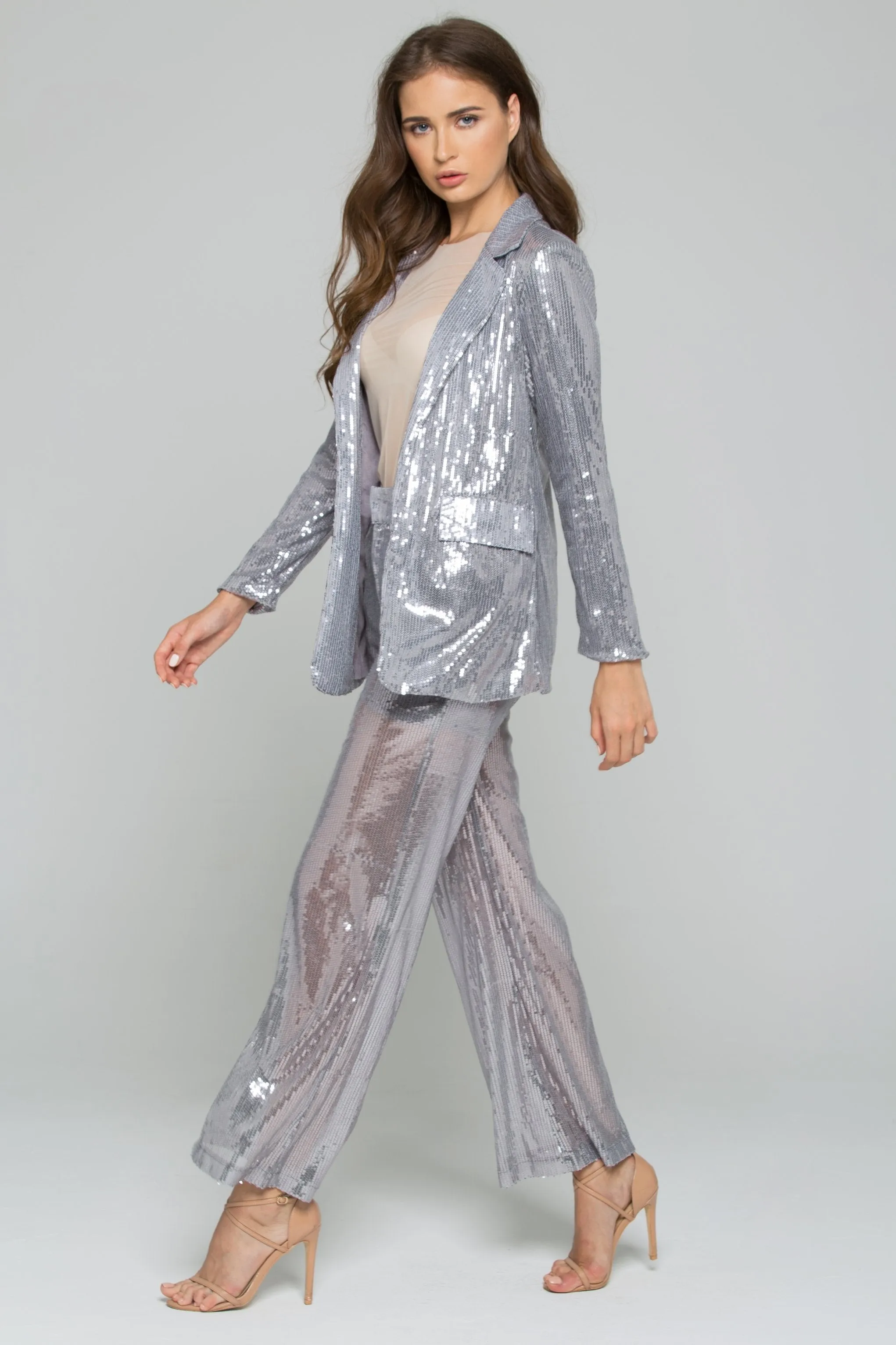 Grey Sequined Pantsuit