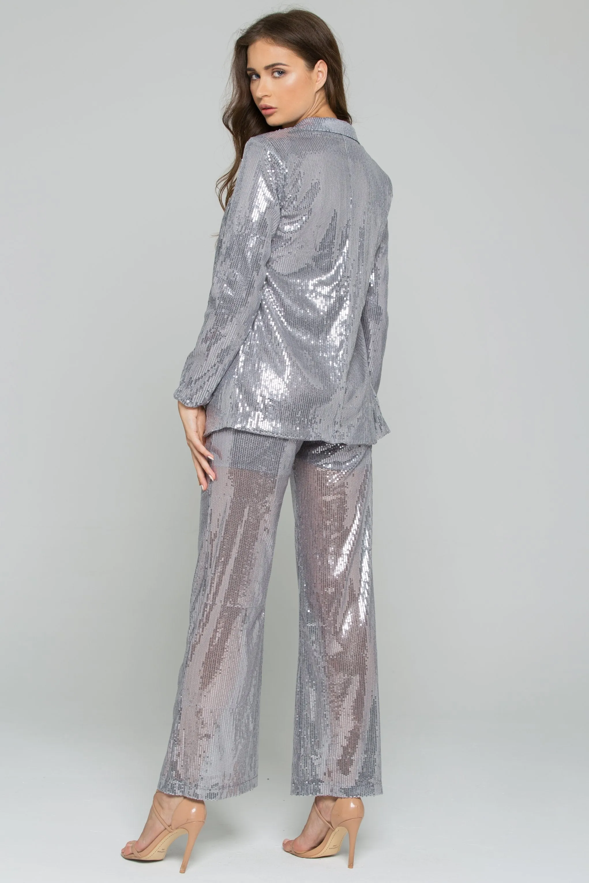 Grey Sequined Pantsuit