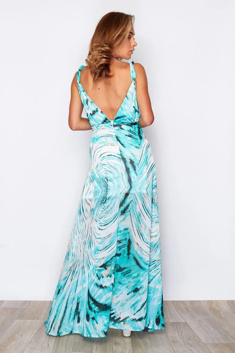 Harley twist strap side split chiffon maxi dress