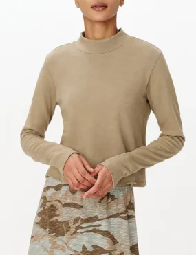 Heavy Slub Jersey Turtleneck Tee, Faded Army