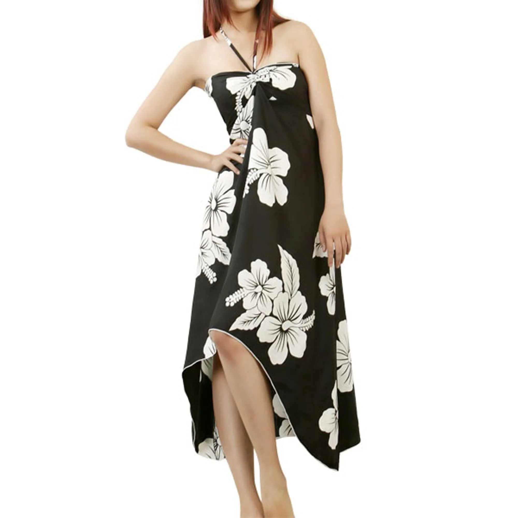 Hibiscus Black Women's Halter Butterfly Dress