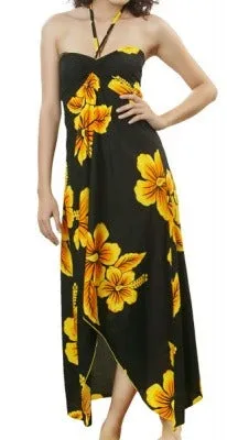 Hibiscus Black Women's Halter Butterfly Dress