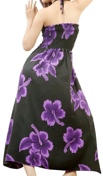 Hibiscus Black Women's Halter Butterfly Dress