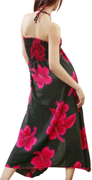 Hibiscus Black Women's Halter Butterfly Dress