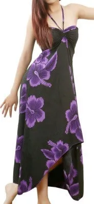 Hibiscus Black Women's Halter Butterfly Dress