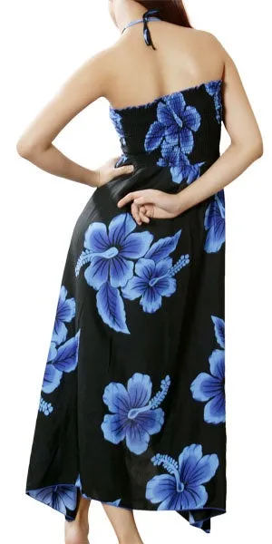 Hibiscus Black Women's Halter Butterfly Dress