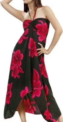 Hibiscus Black Women's Halter Butterfly Dress