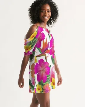 Hibiscus Floral Cold Shoulder Dress