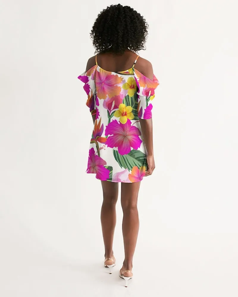 Hibiscus Floral Cold Shoulder Dress