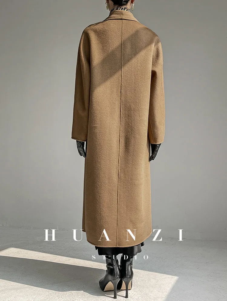 Huanzi high-end double-sided cashmere wool tweed blazer  coat - Vellor