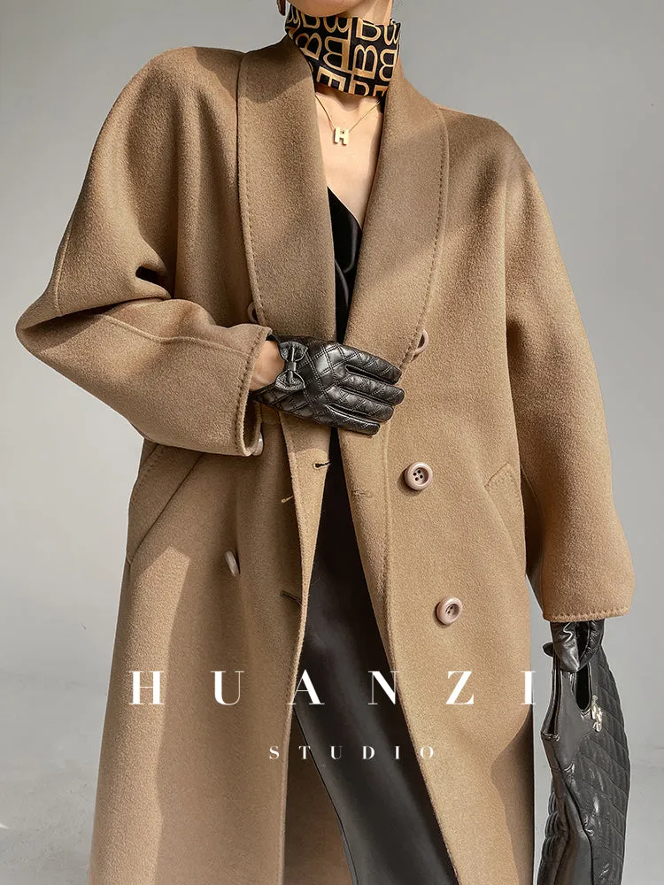 Huanzi high-end double-sided cashmere wool tweed blazer  coat - Vellor