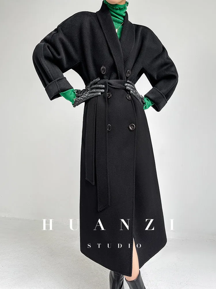 Huanzi high-end double-sided cashmere wool tweed blazer  coat - Vellor