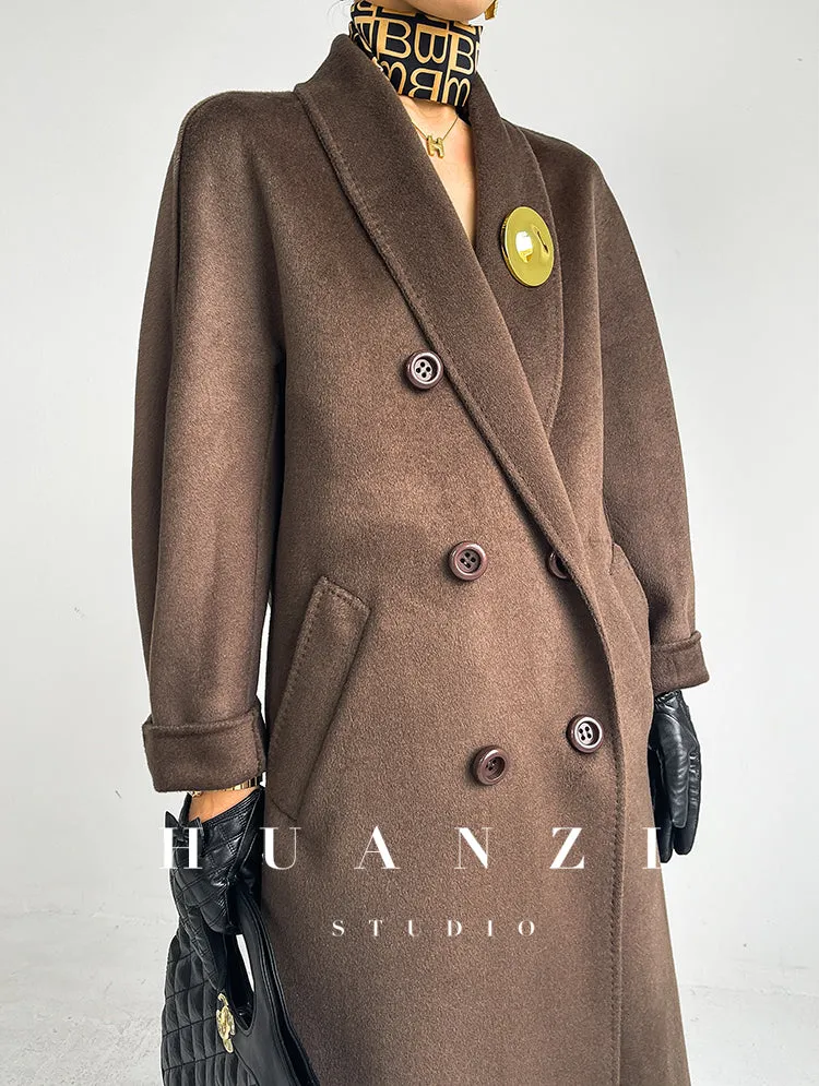 Huanzi high-end double-sided cashmere wool tweed blazer  coat - Vellor