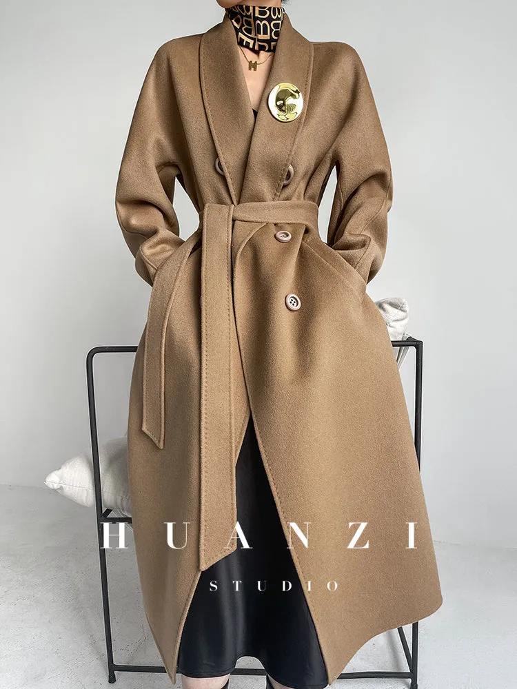 Huanzi high-end double-sided cashmere wool tweed blazer  coat - Vellor