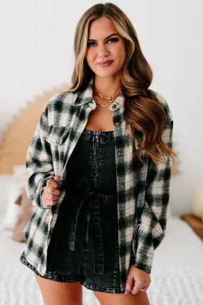 I Mean After All Oversized Plaid Shacket (Black)