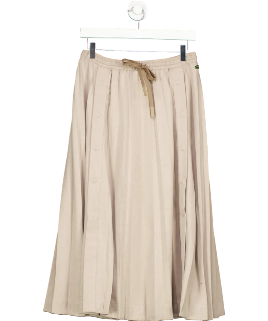 Lacoste Beige Long Pleated Flannel Skirt UK 8